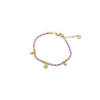 Armband B3897-4 rope and plate bead fucsia goud - Day&amp;Eve