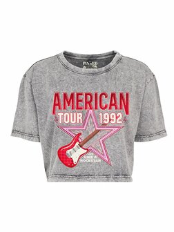 T-shirt cropped American tour washed grey - PinnedbyK