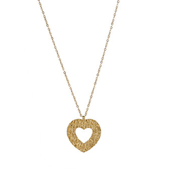 Ketting N4784-2 Hammered heart necklace goud - ​​​​​​​Day&amp;Eve 