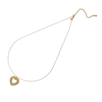 Ketting N4784-2 Hammered heart necklace goud - ​​​​​​​Day&amp;Eve 