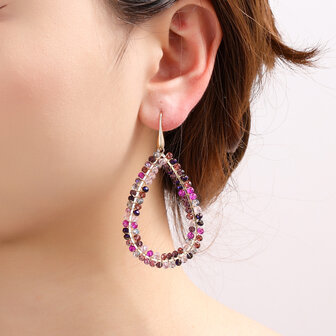 Oorbellen E4555-4 Beads drop purple mix - Day&amp;Eve