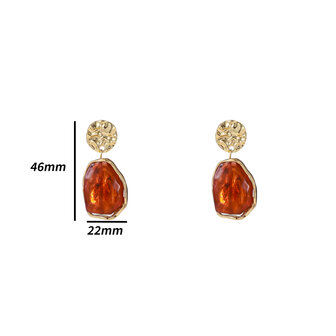 Oorbellen E4546-4 Oval glass dangle brown - Day&amp;Eve