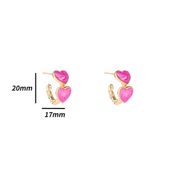 Oorbellen E4525-3 Hearts hoop pink - Day&amp;Eve