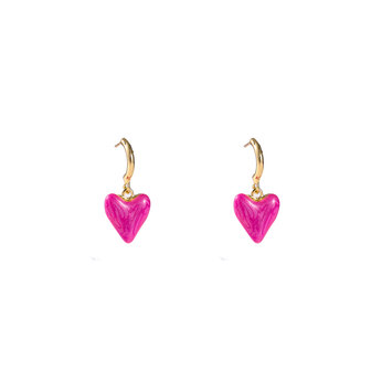 Oorbellen E4525-3 Hearts dangle hoop pink - Day&amp;Eve