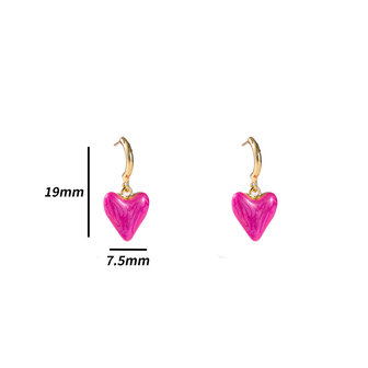 Oorbellen E4525-3 Hearts dangle hoop pink - Day&amp;Eve