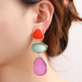 Oorbellen E4530-1 Pop of colour dangle fucsia - Day&amp;Eve