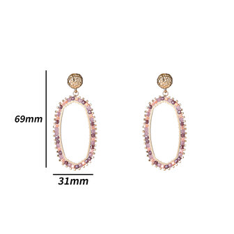 Oorbellen E4560-4 Hexagon dangle pink flower - Day&amp;Eve