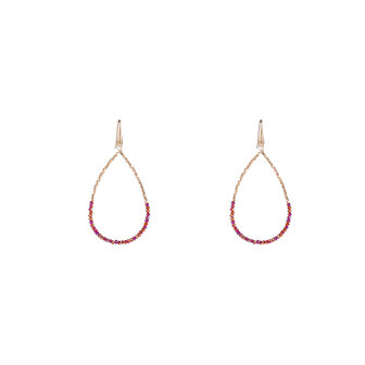 Oorbellen E3507-17 elegant beads drop fucsia mix gold  - Day&amp;Eve 