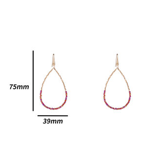 Oorbellen E3507-17 elegant beads drop fucsia mix gold  - Day&amp;Eve 