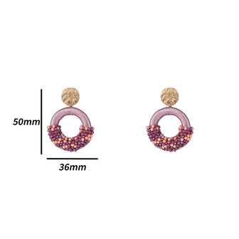 Oorbellen E4567-3 Threaded beads round lila - Day&amp;Eve 