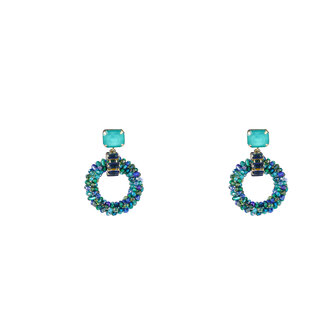 Oorbellen E4660-3 Big beaded circle blue - Day&amp;Eve 