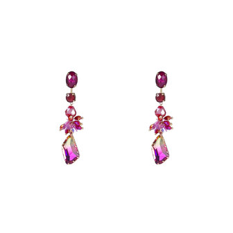 Oorbellen E4655-4 Flowery stones fucsia - Day&amp;Eve 