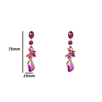 Oorbellen E4655-4 Flowery stones fucsia - Day&amp;Eve 