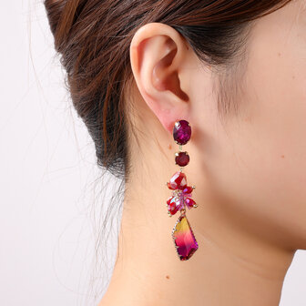 Oorbellen E4655-4 Flowery stones fucsia - Day&amp;Eve 