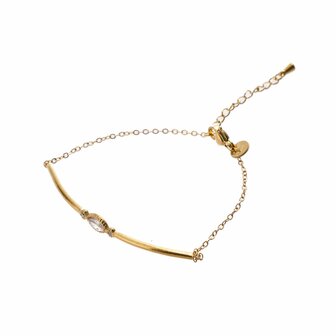 Armband B4775-1 Oval stone bracelet goud + crystal - Day&amp;Eve