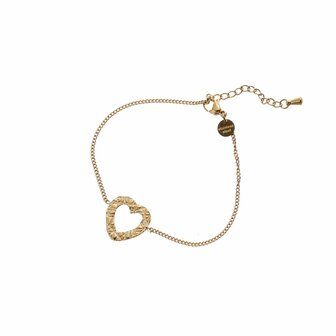 Armband B4784-2 Hammered heart bracelet goud - Day&amp;Eve