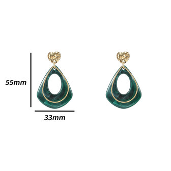 Oorbellen E4915-2 Long resin dangle earring goud + green - Day&amp;Eve 