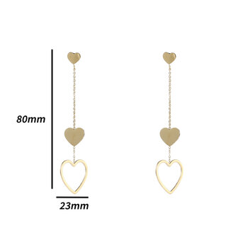 Oorbellen E4867-2 Hearts long dangle earring goud - Day&amp;Eve 