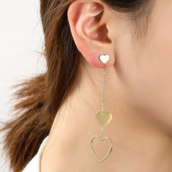 Oorbellen E4867-2 Hearts long dangle earring goud - Day&amp;Eve 