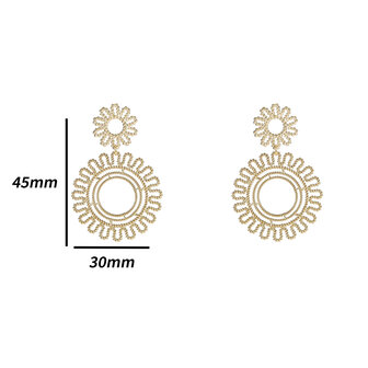 Oorbellen E4911-2 Flower rounds dangle earring goud - Day&amp;Eve 