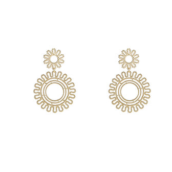 Oorbellen E4911-2 Flower rounds dangle earring goud - Day&amp;Eve 