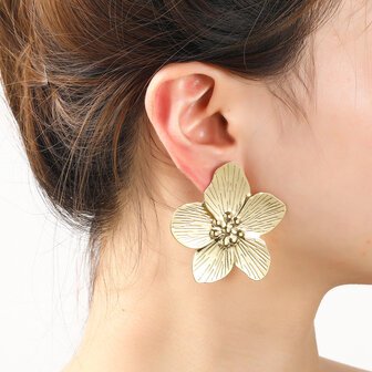 Oorbellen E4929-2 Full flower stud earring goud - Day&amp;Eve 