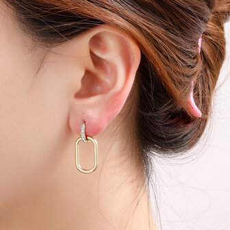 Oorbellen E4835-2 stone hoop dangle goud - Day&amp;Eve