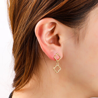 Oorbellen E4838-2 double clover earring goud - Day&amp;Eve 