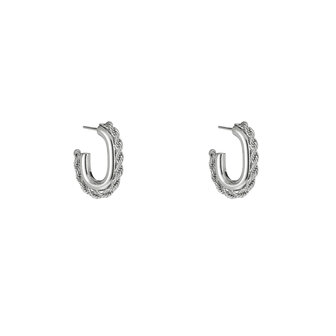 Oorbellen E4894-1 small hollow hoop zilver - Day&amp;Eve