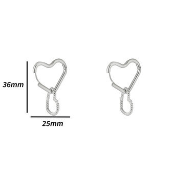 Oorbellen E4799-1 double hoop hearts earring zilver - Day&amp;Eve