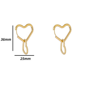 Oorbellen E4799-2 double hoop hearts earring goud - Day&amp;Eve