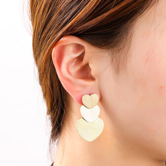 Oorbellen E4869-2 fingerprint hearts earring goud - Day&amp;Eve 