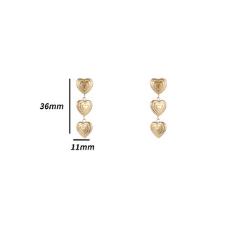 Oorbellen E4953-2 triple hearts earring goud - Day&amp;Eve 