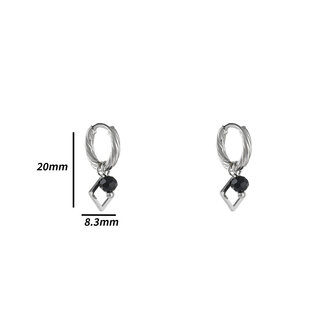 Oorbellen E4824-1 diamond bead hoop zilver zwart - Day&amp;Eve