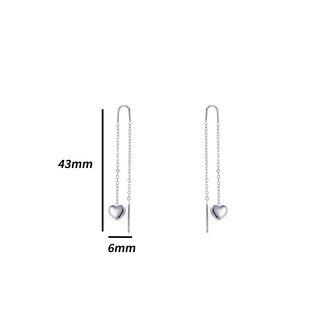 Oorbellen E4819-1 pull-trough heart earring zilver - Day&amp;Eve 