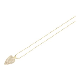 Ketting ballchain met goud hartje met glitter crystal - Fushi