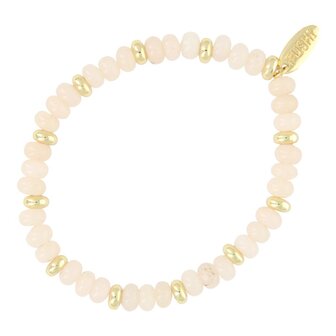 Armband halfedelsteen donut pink aventurine met goud - Fushi