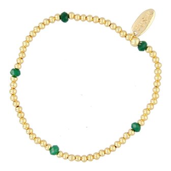 Armband 3mm 14krt plated brass en facet donut green jade - Fushi