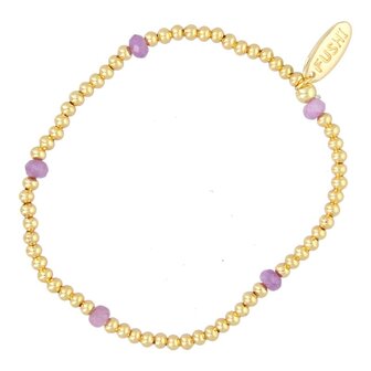 Armband 3mm 14krt plated brass en facet donut purple mica jade - Fushi