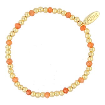 Armband 4mm 14krt plated brass en halfedelsteen facet orange jade - Fushi