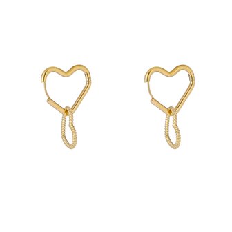 Oorbellen E4799-2 double hoop hearts earring goud - Day&amp;Eve