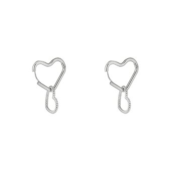 Oorbellen E4799-1 double hoop hearts earring zilver - Day&amp;Eve