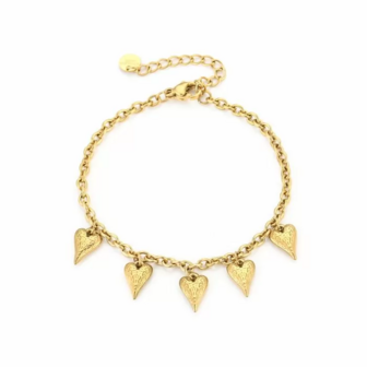 Bedelarmband little hearts - goud