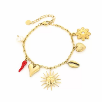 Bedelarmband sunshine - goud