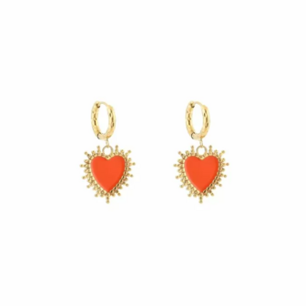 Oorbellen luxury heart - goud oranje