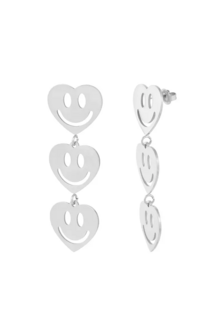 Oorbellen smiley lovers - zilver