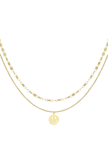 Ketting smiley day - goud