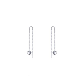 Oorbellen E4819-1 pull-trough heart earring zilver - Day&amp;Eve 