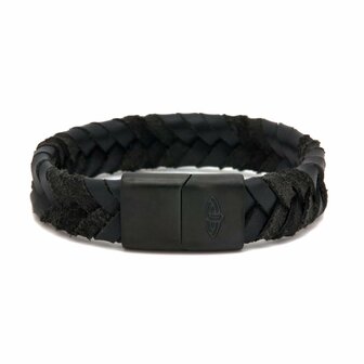 Leather Bracelet Ceaser Black 15MM Black - Karma Him