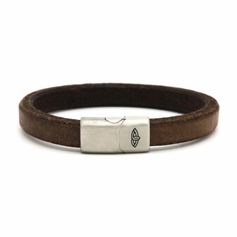 Leather Bracelet Magnus Brown 10MM Silver - Karma Him